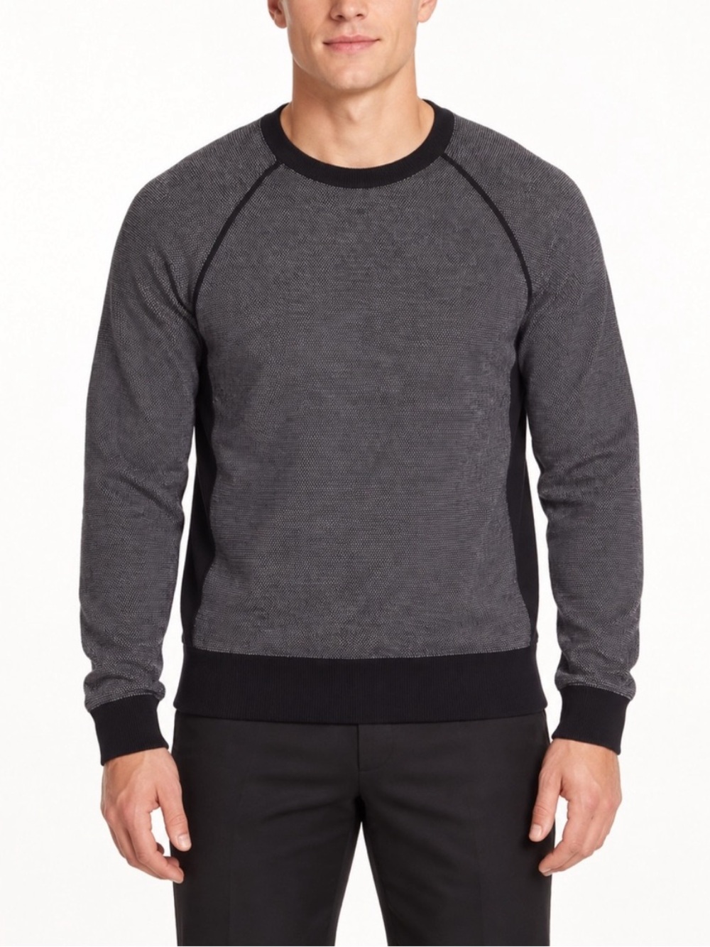 Vince Men's Gray Birdseye Crewneck Wool Cashmere Sweater 57233